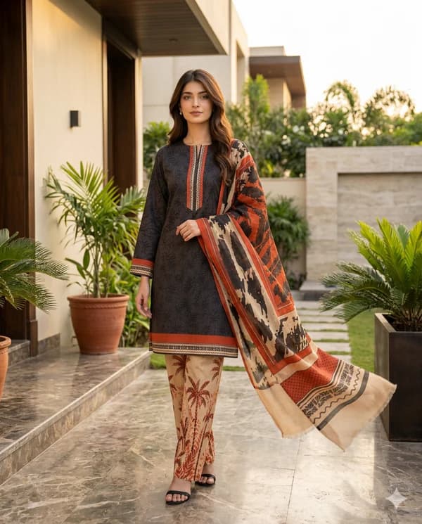 Maria B Butterfly Luxury Lawn Collection Red image 1